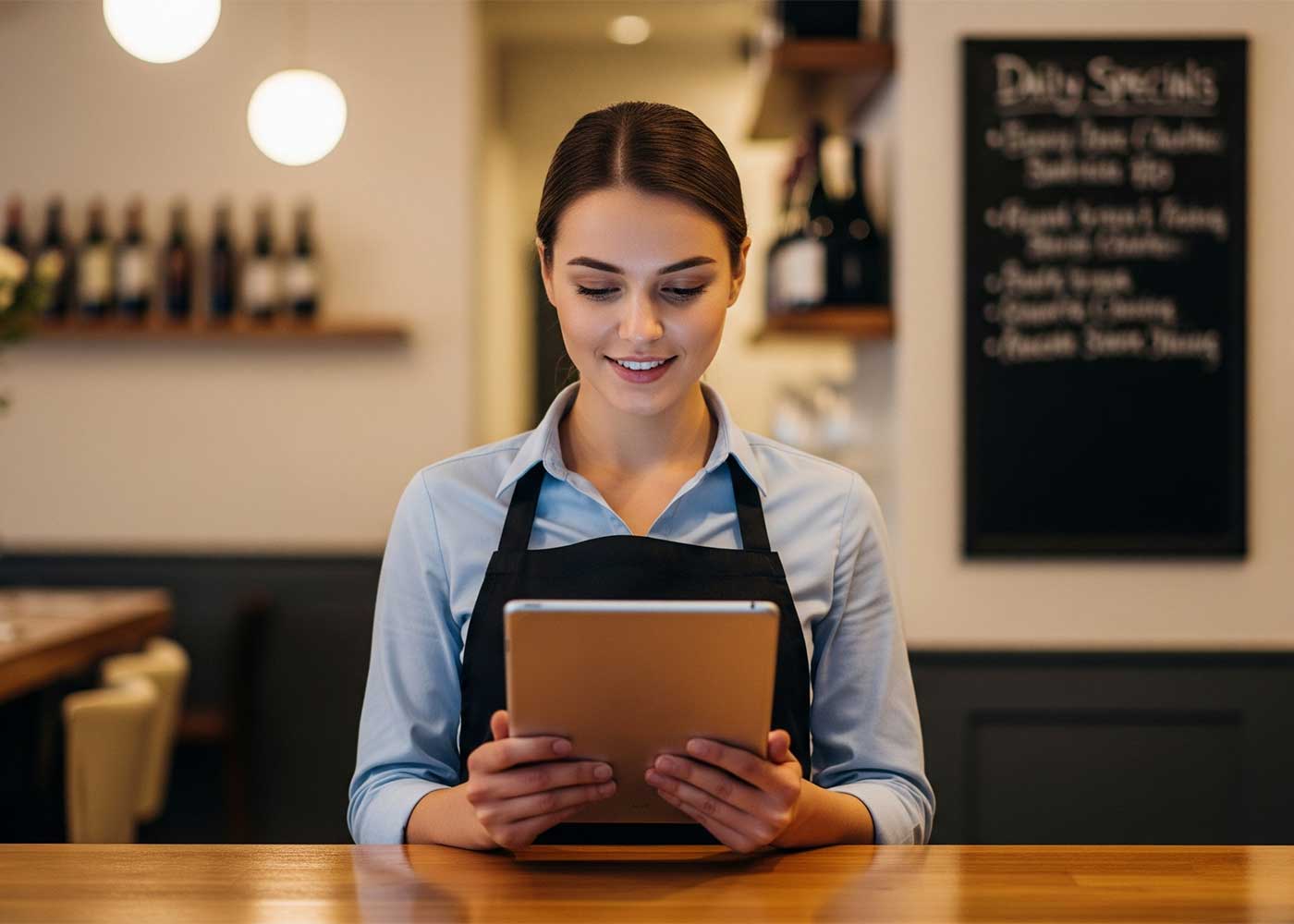 YellGO - ragazza gestisce il suo ristorante usando il sistema di YellGO